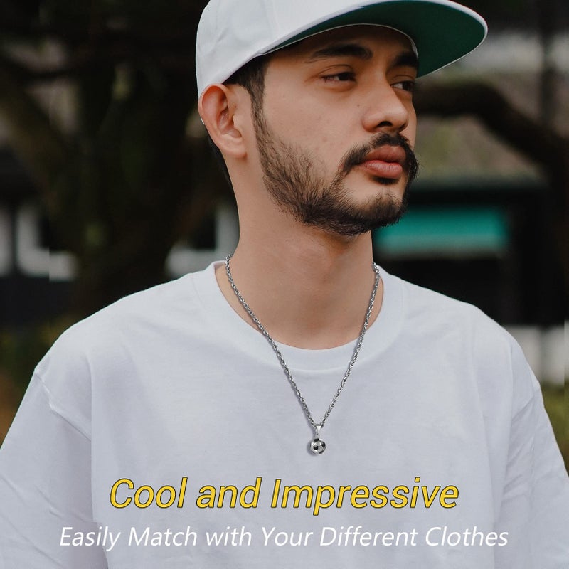 PROSTEEL Soccer Necklace Sports Jewelry Stainless Steel Men Football Player Lucky Charm Ball Pendant Necklace - Image 2